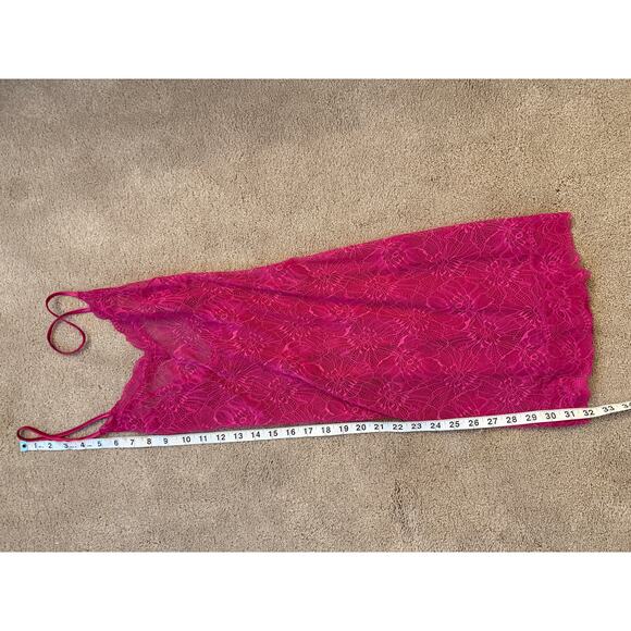 Victoria's Secret Hot Pink Lace Slip Medium Sheer Lingerie Y2K Valentine's - Picture 6 of 8